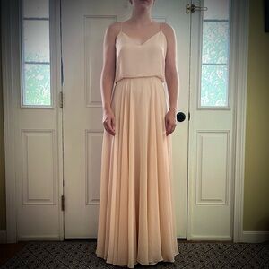 Jenny Yoo Collection Inesse Beige-Blush Pink Bridesmaid Formal Gown Sz 10 Dress